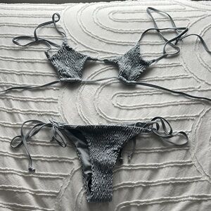 Zaful Textured Bikini Set in Gray